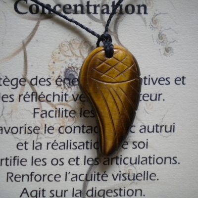 pendentif aile d&rsquo;ange œil de tigre