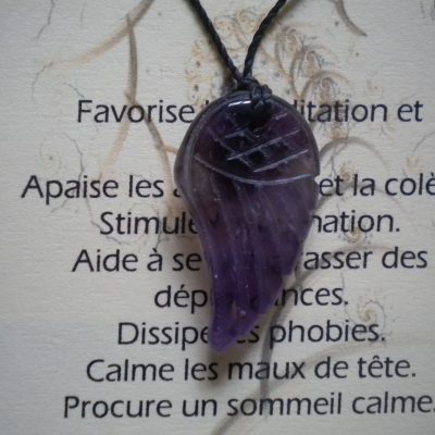 pendentif aile d&rsquo;ange améthyste