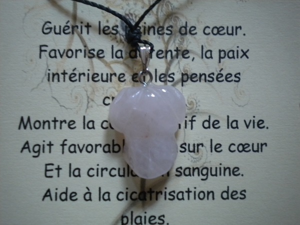 pendentif grenouille quartz rose