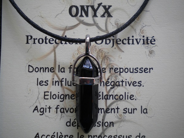 pendentif biterminé onyx noir