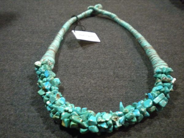 collier coton et turquoise