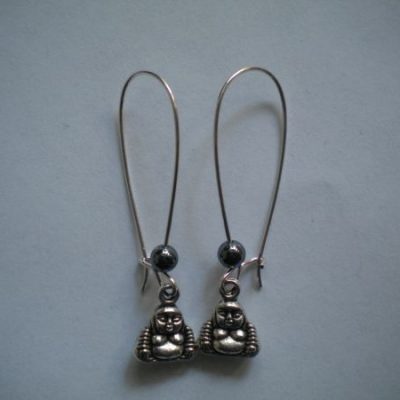 boucles d&rsquo;oreilles bouddhas et hématite