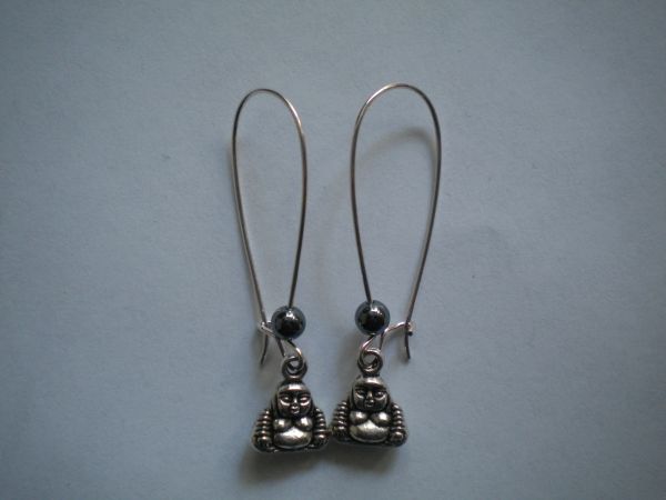 boucles d'oreilles bouddhas et hématite