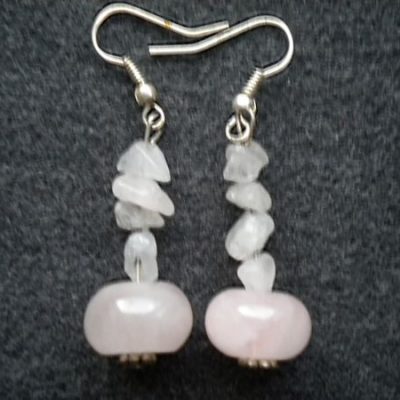 boucles d&rsquo;oreilles quartz rose