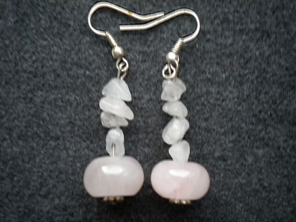 boucles d'oreilles quartz rose