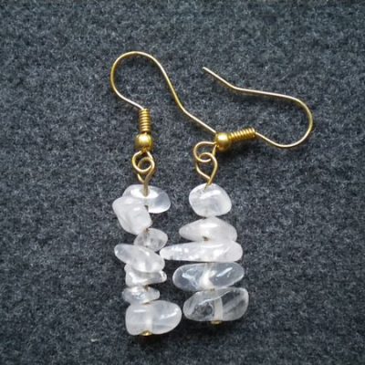 boucles d&rsquo;oreilles quartz rose baroques