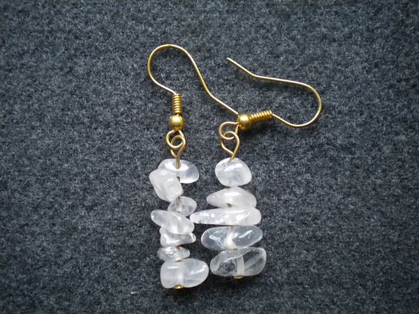 boucles d'oreilles quartz rose baroques