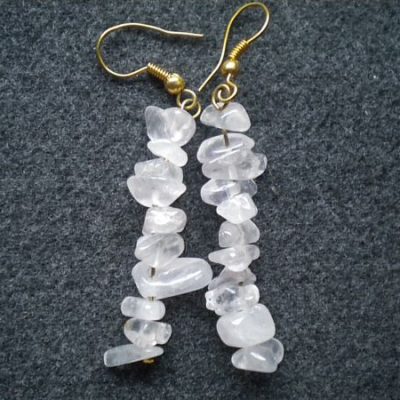 boucles d&rsquo;oreilles quartz rose baroques