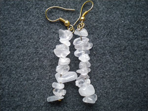 boucles d'oreilles quartz rose baroques