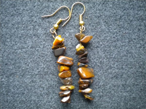 boucles d'oreilles œil de tigre baroques