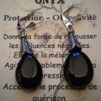 boucles d&rsquo;oreilles onyx noir
