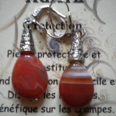 boucles d&rsquo;oreilles agate cornaline zonée