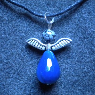 pendentif ange agate bleue et obsidienne