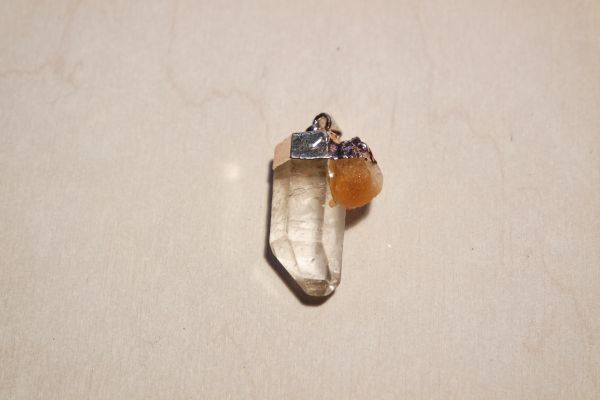 pendentif pointe citrine cristal de roche