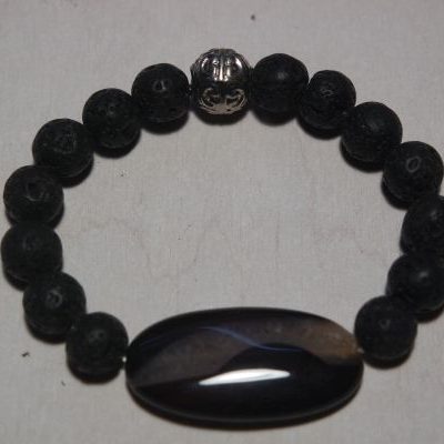 bracelet aromathérapie lave et onyx noir