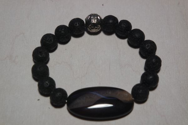 bracelet aromathérapie lave et onyx noir