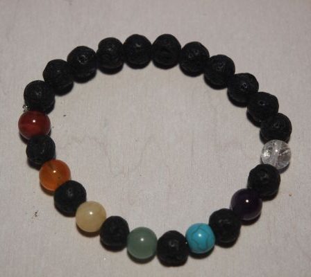 bracelet aromathérapie lave et 7 pierres chakras