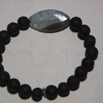 bracelet aromathérapie lave et agate bleue