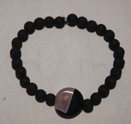 bracelet aromathérapie lave et onyx noir