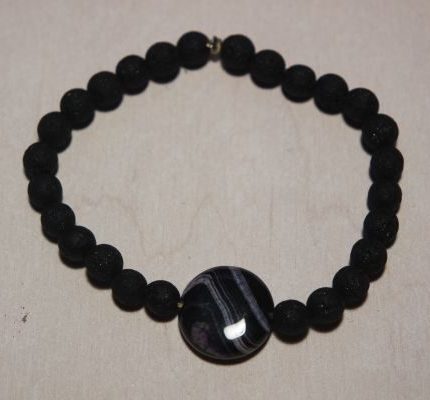 bracelet aromathérapie lave et onyx noir