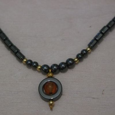 collier hématite et cornaline