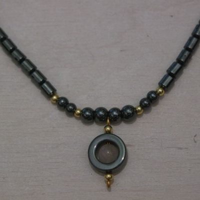 collier hématite et quartz rose