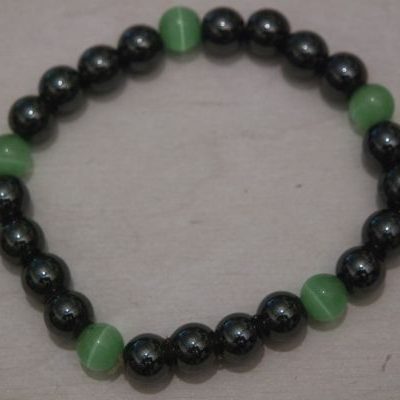 hématite magnétique et œil de chat vert