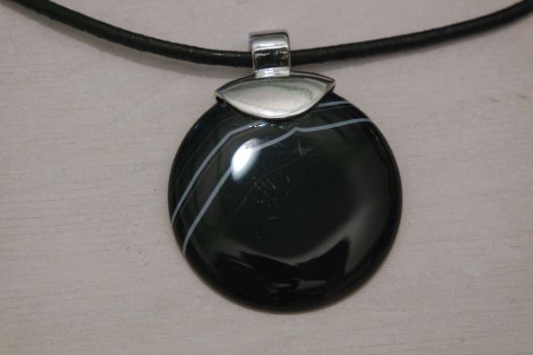 pendentif onyx noir rond