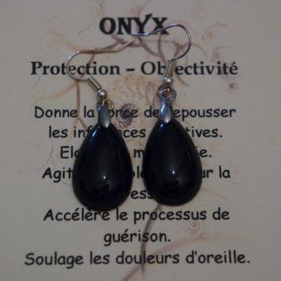 boucles d&rsquo;oreilles onyx noir