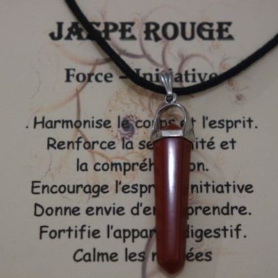 pendentif biterminé jaspe rouge