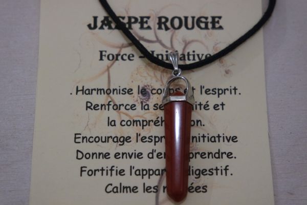 pendentif biterminé jaspe rouge