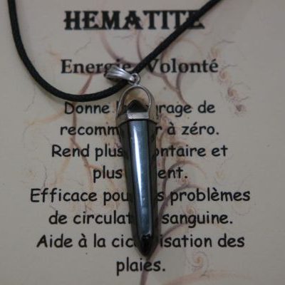 pendentif biterminé hématite