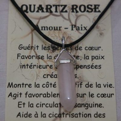 pendentif biterminé quartz rose