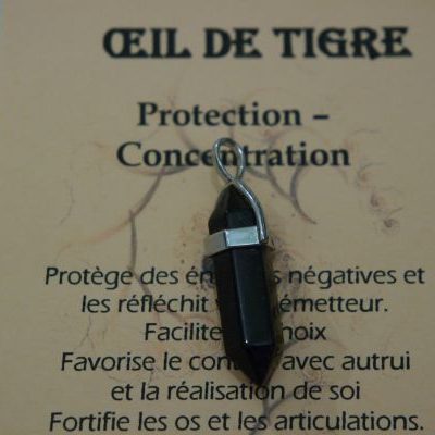 pendentif biterminé œil de tigre