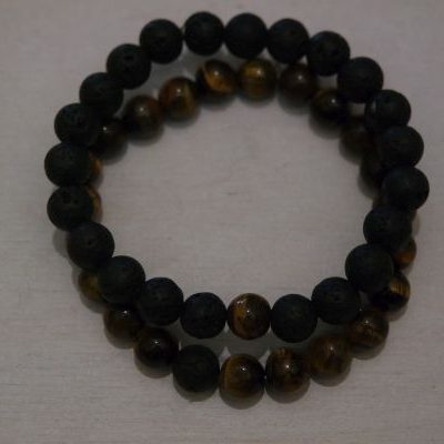 bracelets pour couple œil de tigre et lave
