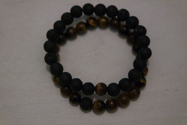 bracelets pour couple œil de tigre et lave