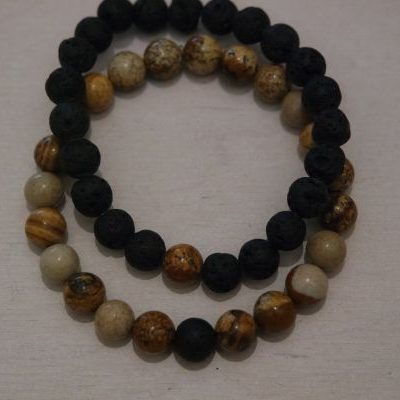 bracelets pour couple jaspe paysage et lave