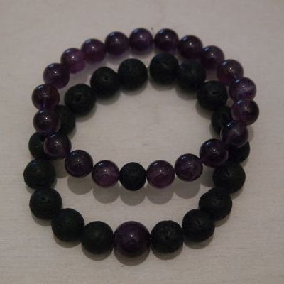 bracelets pour couple améthyste et lave