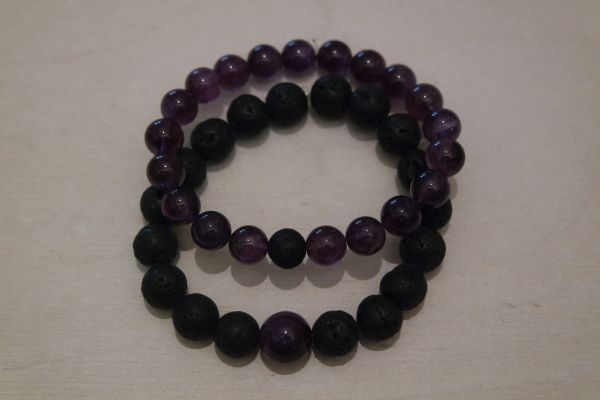 bracelets pour couple améthyste et lave