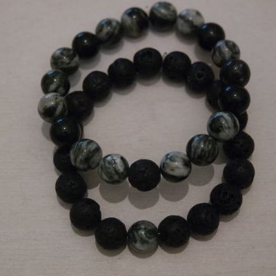 bracelets pour couple agate noire et lave