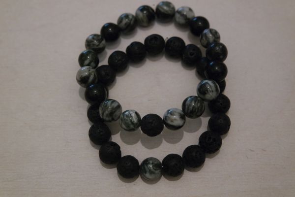 bracelets pour couple agate noire et lave