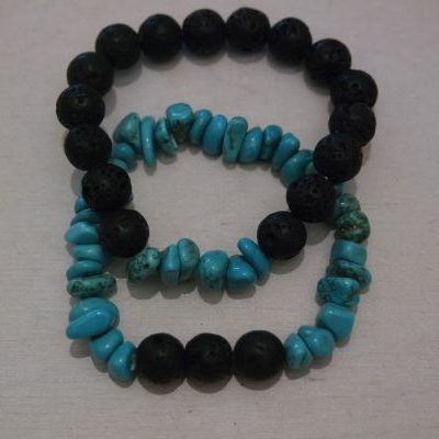 bracelets pour couple howlite turquoise et lave