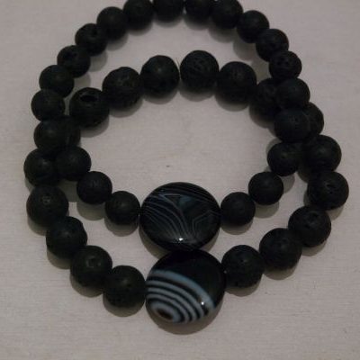 bracelets pour couple onyx noir et lave