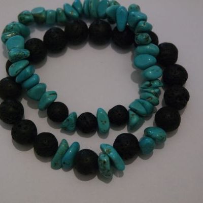bracelets pour couple howlite turquoise et lave