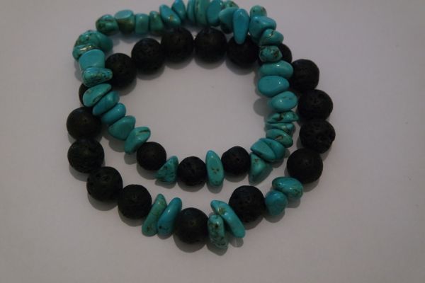 bracelets pour couple howlite turquoise et lave