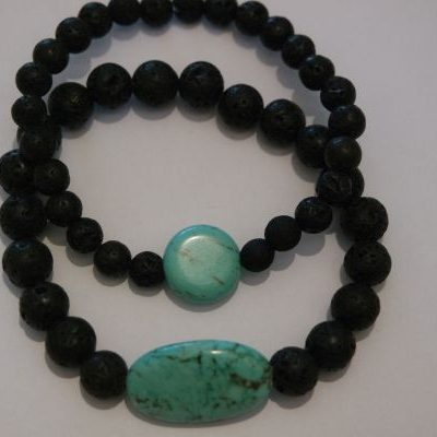 bracelets pour couple howlite turquoise et lave