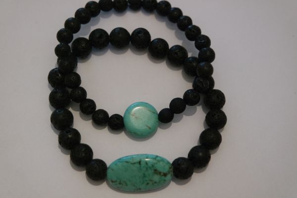 bracelets pour couple howlite turquoise et lave