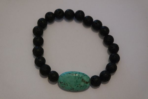 bracelets pour couple howlite turquoise et lave – Image 3