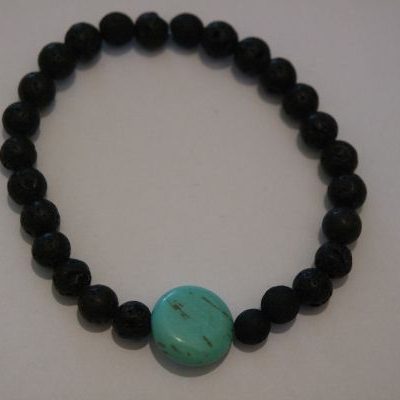 bracelet aromathérapie lave et howlite turquoise