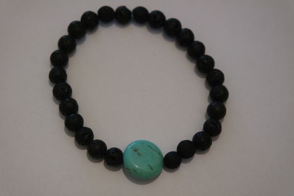 bracelet aromathérapie lave et howlite turquoise